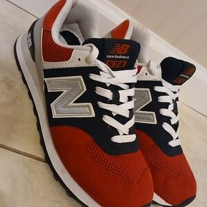 Mens New Balance Red, White And Blue 574 Sneakers. Size 8.5